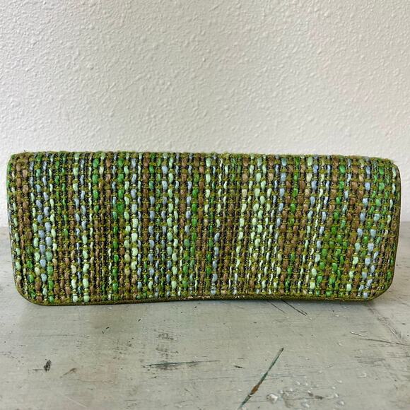 Shiraleah clutch hand bag green tweed fabric satin liner retro office siren - Picture 7 of 11